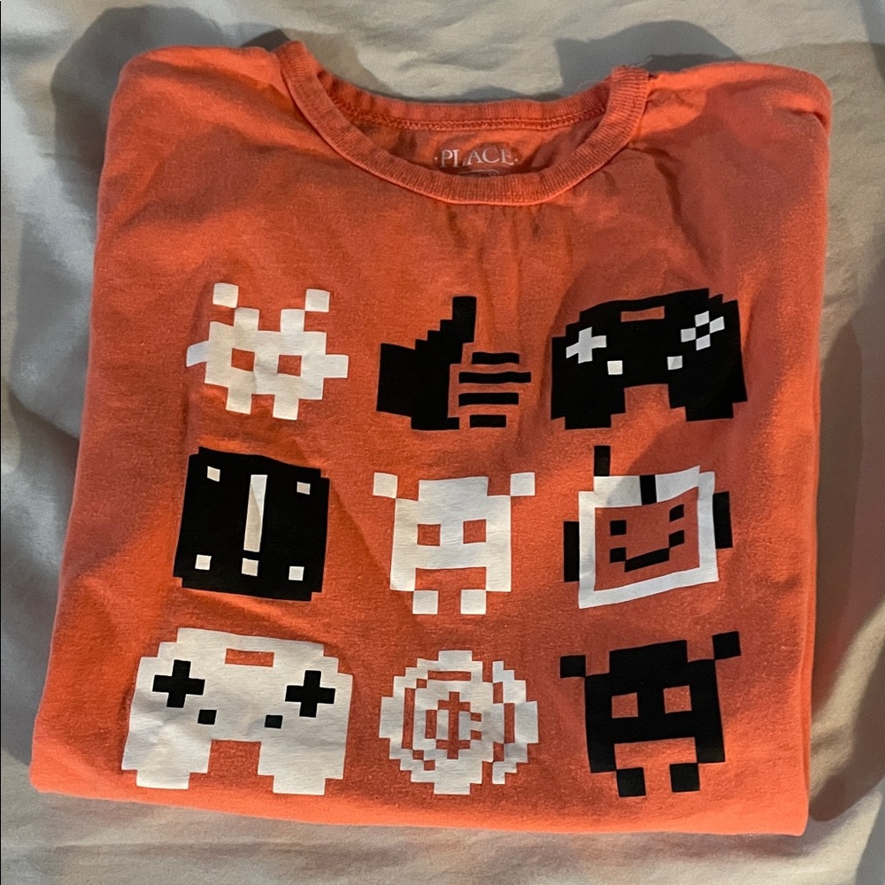 The Children's Place Orange Pixel Gamer Icons Tee